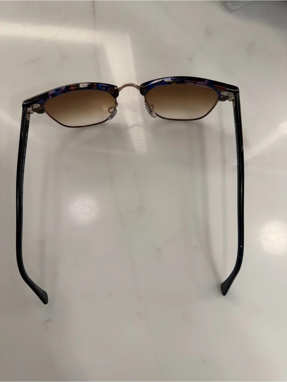Ray-Ban RB3016 Clubmaster Sunglasses in Tortoise Shell Blue and Brown - Picture 10 of 12